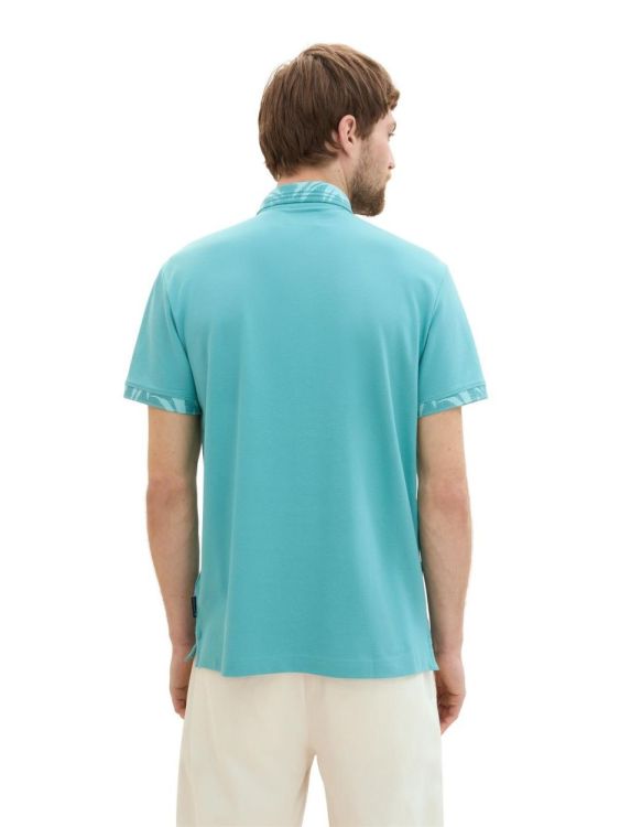Tom Tailor Men Casual allover printed detail polo (1041839/35272 meadow teal) - WeekendMode