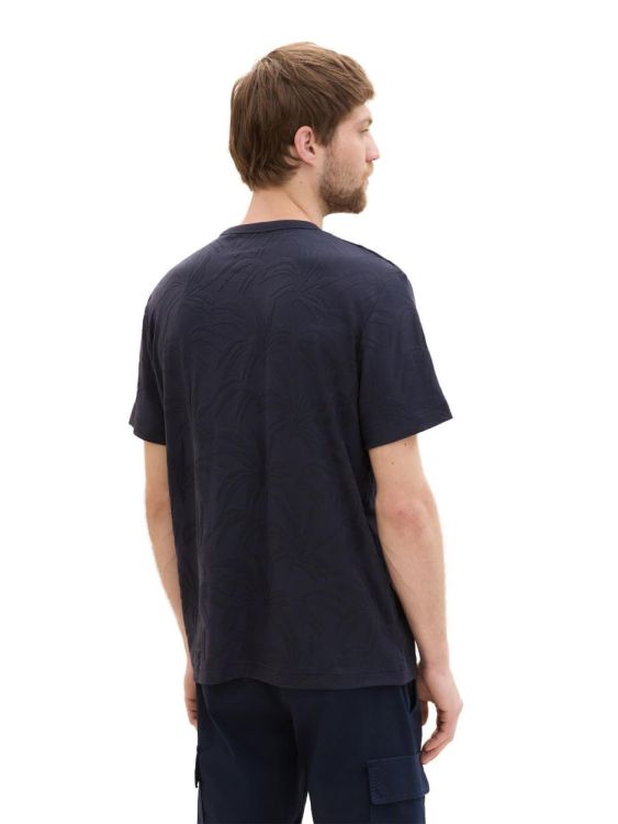 Tom Tailor Men Casual jaquard t-shirt (1041833/35621 navy palm jacquard design) - WeekendMode