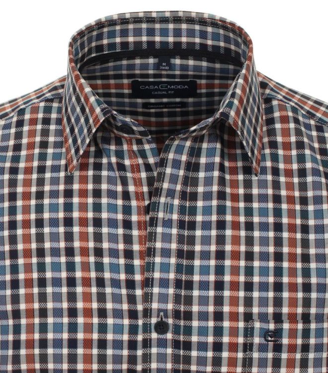 Casa Moda leisure shirt 1/1 sleeve kent check (434112700/100 blau) - WeekendMode