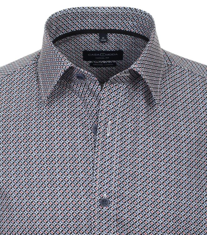 Casa Moda leisure shirt 1/1 sleeve kent print (434113300/100 blau) - WeekendMode