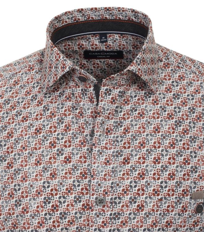 Casa Moda leisure shirt 1/1 sleeve kent print (434116200/400 rot) - WeekendMode