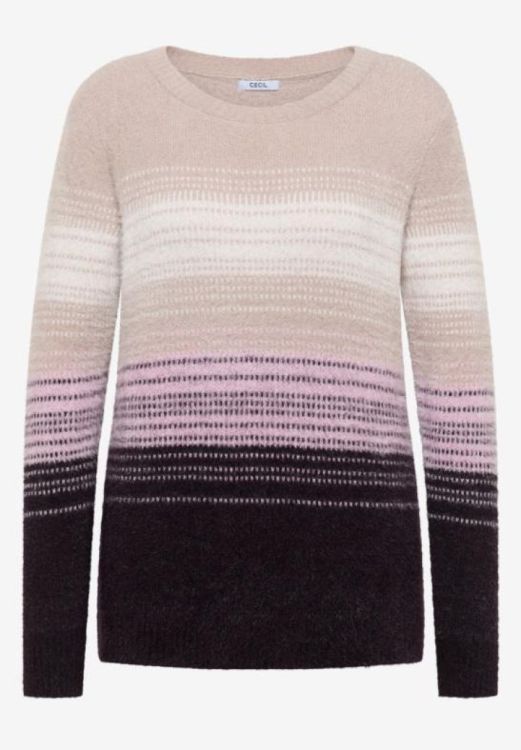 Cecil AOP feather yarn sweater (10.303564/eggplant red) - WeekendMode