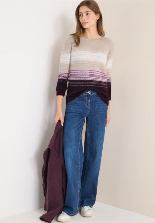 Cecil AOP feather yarn sweater (10.303564/eggplant red) - WeekendMode
