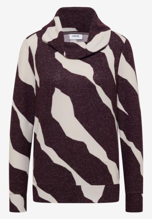 Cecil Big Collar Cosy AOP t-shirt NOS (10.324156/eggplant red) - WeekendMode