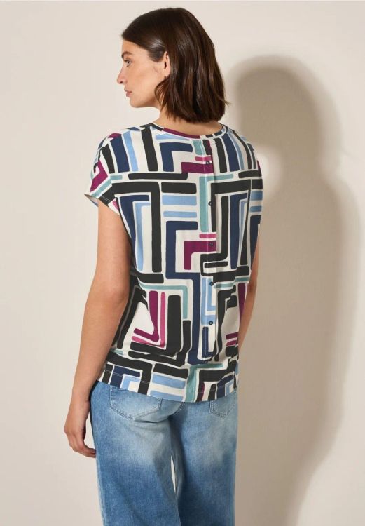 Cecil Big Printed Mat-Mix T-Shirt (04.323127/light alabaster white) - WeekendMode