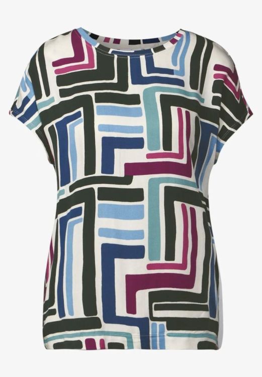 Cecil Big Printed Mat-Mix T-Shirt (04.323127/light alabaster white) - WeekendMode