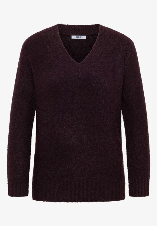 Cecil Bouclé V-neck NOS (11.303388/eggplant red) - WeekendMode
