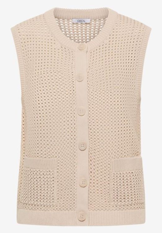 Cecil Buttoned crochet vest (05.254144/pearl beige) - WeekendMode