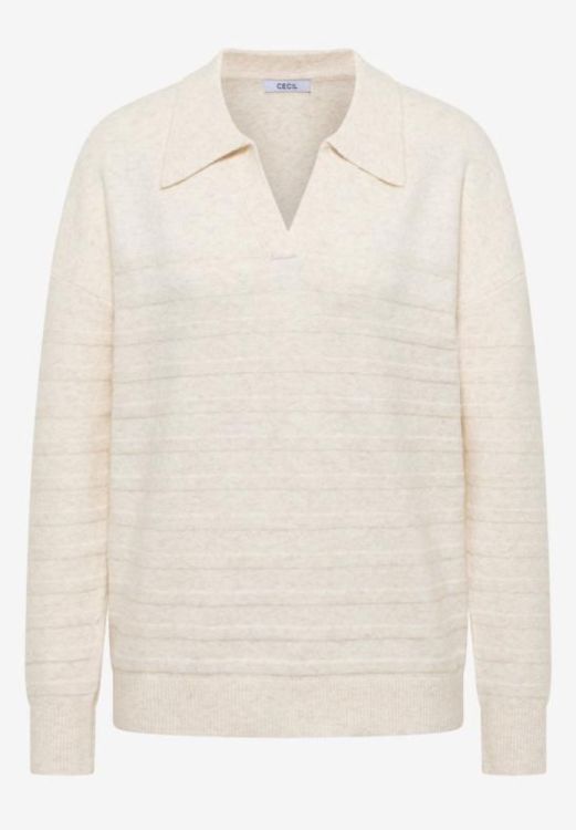 Cecil Cosy Polo Style (09.303454/oat milk beige melange) - WeekendMode