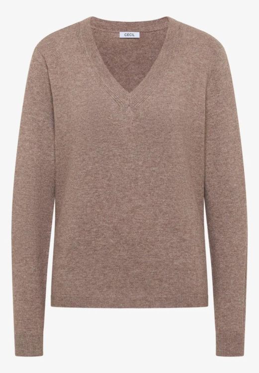 Cecil Cosy short V-neck (10.303545/chocolate mousse) - WeekendMode