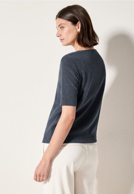 Cecil Crepe Structure T-Shirt NOS (04.323103/rain blue) - WeekendMode