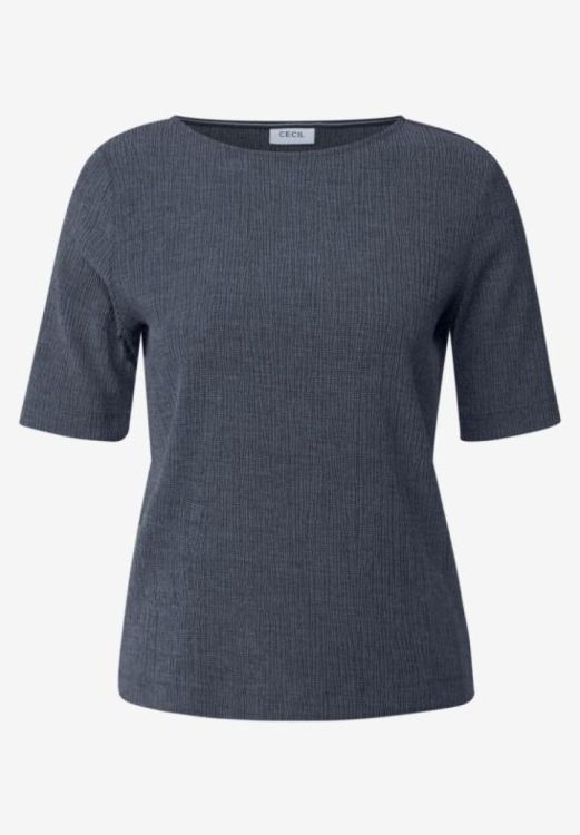 Cecil Crepe Structure T-Shirt NOS (04.323103/rain blue) - WeekendMode