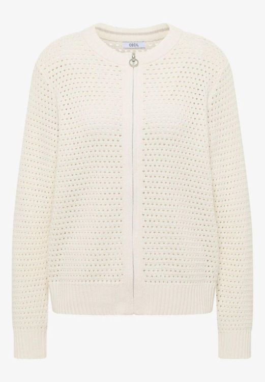 Cecil Crochet zipper cardigan (03.254126/raw sand beige) - WeekendMode