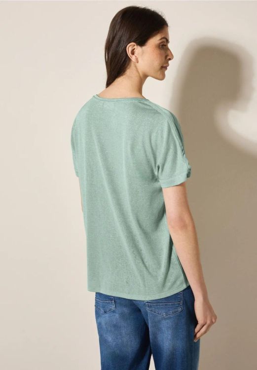 Cecil Foil Glitter Shirt Linen (05.322682/ice sage green) - WeekendMode
