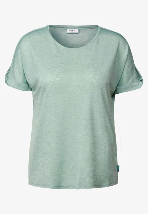 Cecil Foil Glitter Shirt Linen (05.322682/ice sage green) - WeekendMode