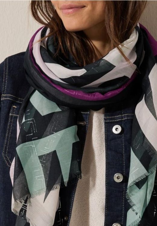 Cecil Foil Print Scarf (04.572786/universal blue) - WeekendMode