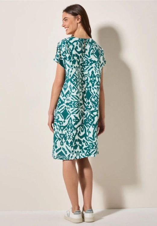 Cecil Linen 2 Color Print Dress (04.144329/green lagoon) - WeekendMode