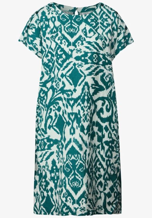 Cecil Linen 2 Color Print Dress (04.144329/green lagoon) - WeekendMode