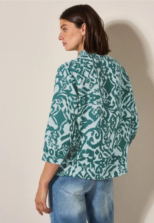 Cecil Linen Printed Short Style Blouse (04.345364/green lagoon) - WeekendMode