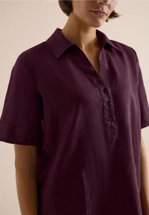 Cecil Linen Solid Dress (04.144746/rich burgundy) - WeekendMode