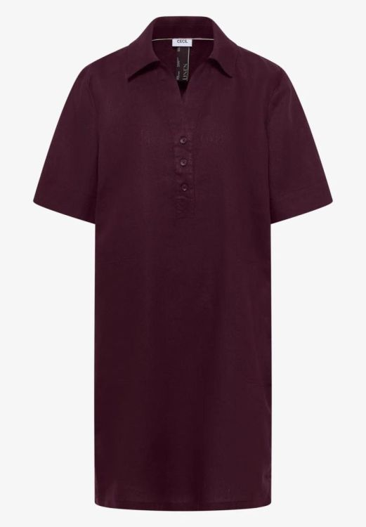 Cecil Linen Solid Dress (04.144746/rich burgundy) - WeekendMode