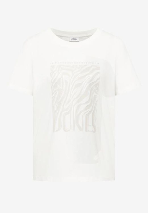 Cecil Metallic foil t-shirt (06.324979/33474 vanilla white) - WeekendMode