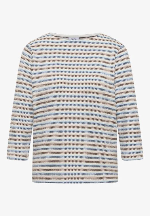 Cecil Multi Stripe Knit T-shirt (02.324668/sporty denim blue) - WeekendMode