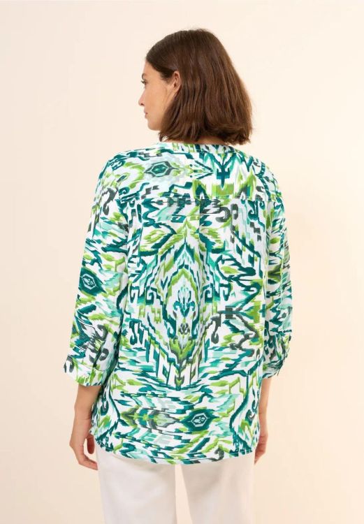 Cecil Multicolor Blouse Linen (05.345373/green lagoon) - WeekendMode