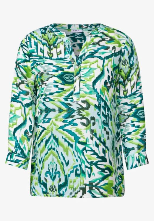 Cecil Multicolor Blouse Linen (05.345373/green lagoon) - WeekendMode