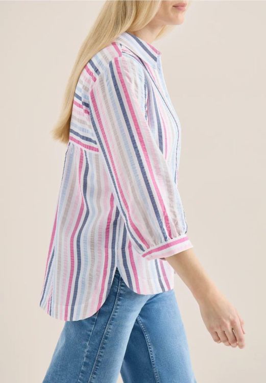 Cecil Multicolor seersucker stripe blouse (03.346419/beetroot pink) - WeekendMode