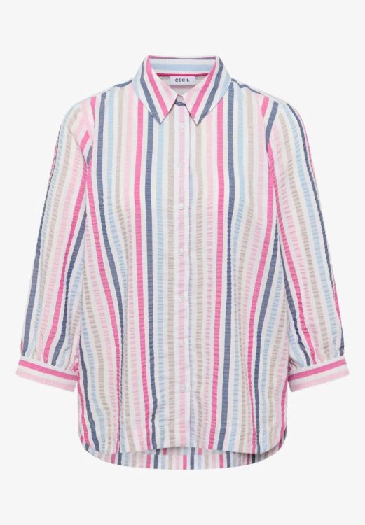 Cecil Multicolor seersucker stripe blouse (03.346419/beetroot pink) - WeekendMode