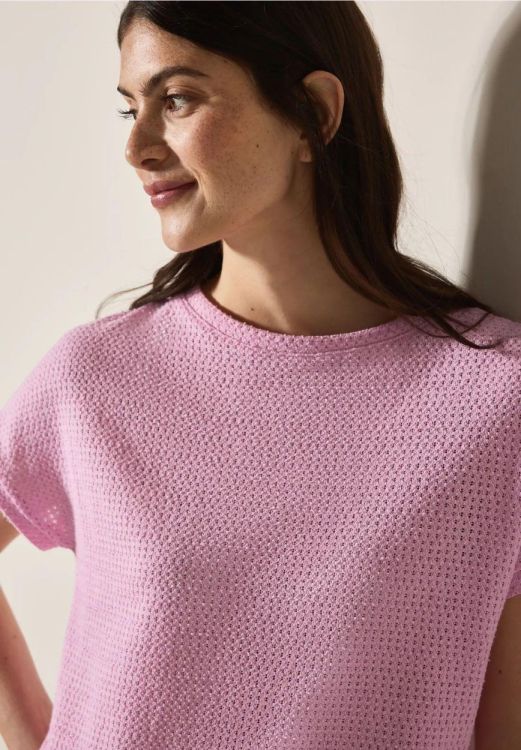 Cecil NOS Ajour Knit T-shirt (05.323357/cherry blossom pink) - WeekendMode