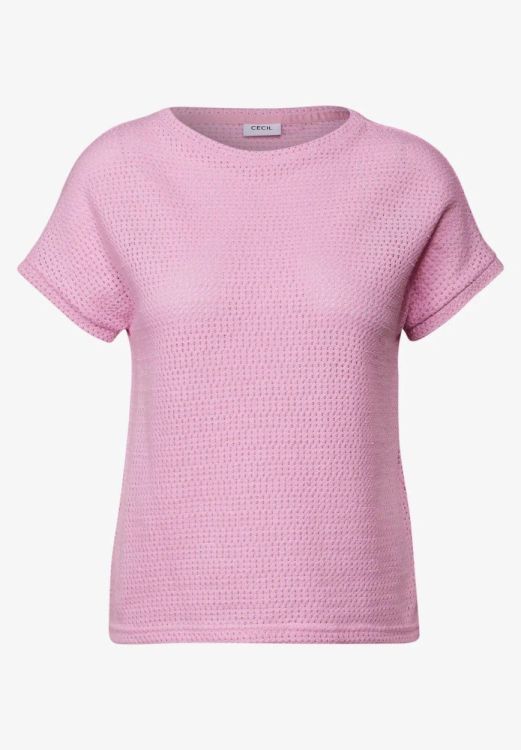 Cecil NOS Ajour Knit T-shirt (05.323357/cherry blossom pink) - WeekendMode