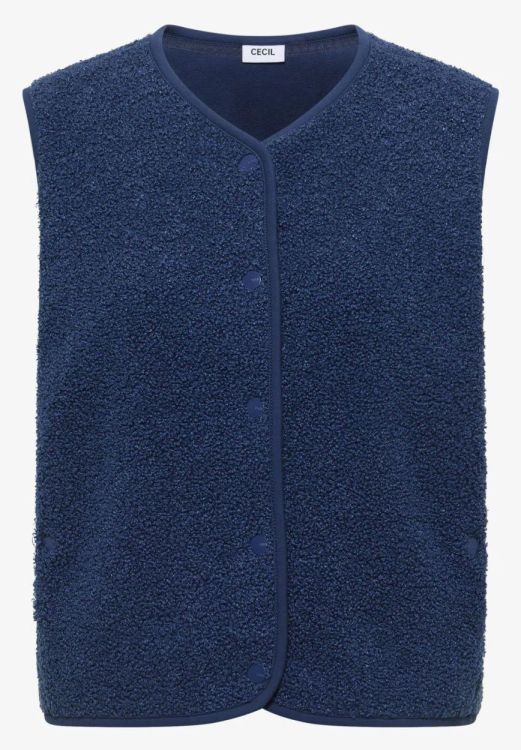 Cecil NOS Curly Fake Wool Vest (03.220309/sporty denim blue) - WeekendMode