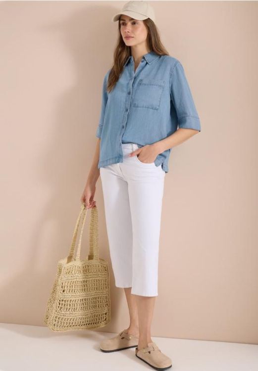 Cecil NOS denim look blouse (05.346625/light blue wash) - WeekendMode