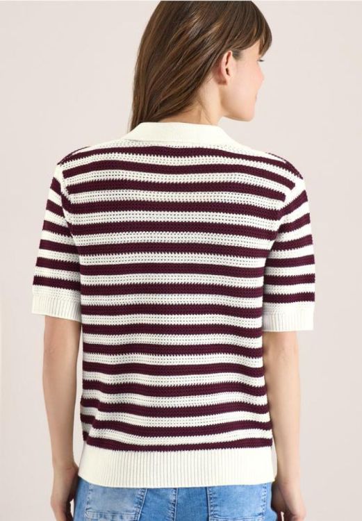 Cecil NOS mesh stripe polo (04.303840/sweet grape red) - WeekendMode