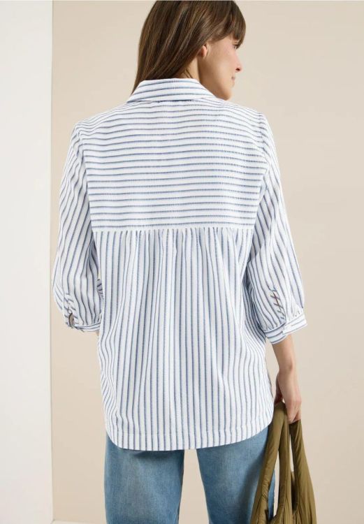 Cecil NOS Seersucker multistripe blouse (03.346420/sporty denim blue) - WeekendMode