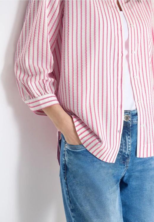 Cecil NOS Seersucker multistripe blouse (03.346420/beetroot pink) - WeekendMode