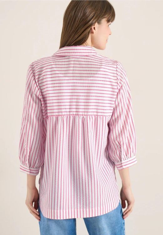 Cecil NOS Seersucker multistripe blouse (03.346420/beetroot pink) - WeekendMode