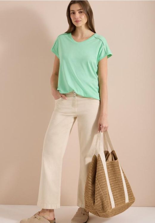 Cecil NOS solid lace shoulder t-shirt (05.325039/juicy lime) - WeekendMode