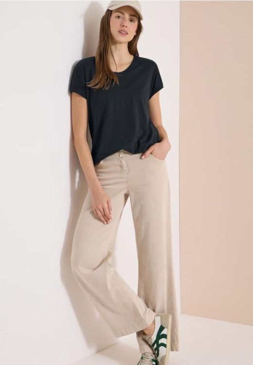 Cecil NOS solid lace shoulder t-shirt (05.325039/palm breeze green) - WeekendMode