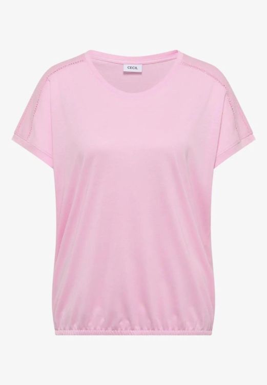 Cecil NOS solid lace shoulder t-shirt (04.325039/light blush rose) - WeekendMode