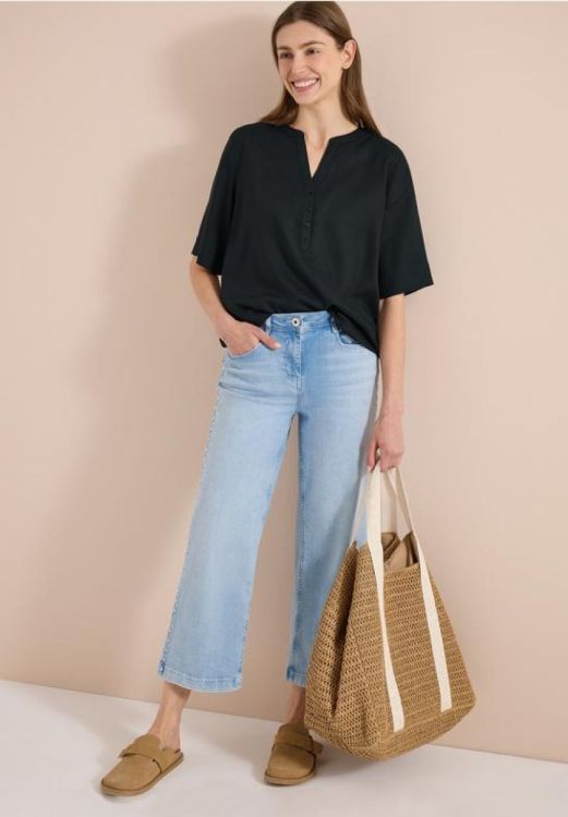 Cecil NOS solid splitneck blouse (05.346416/palm breeze green) - WeekendMode