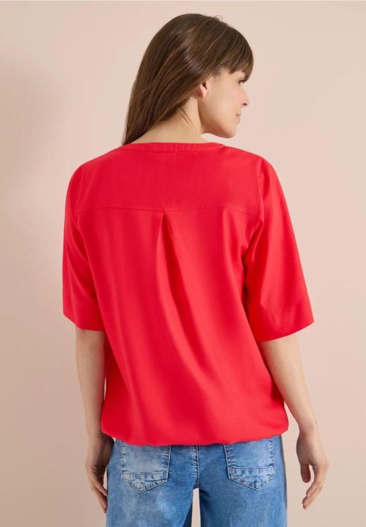 Cecil NOS solid splitneck blouse (04.346416/glazed apple red) - WeekendMode