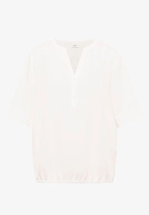 Cecil NOS solid splitneck blouse (04.346416/vanilla white) - WeekendMode