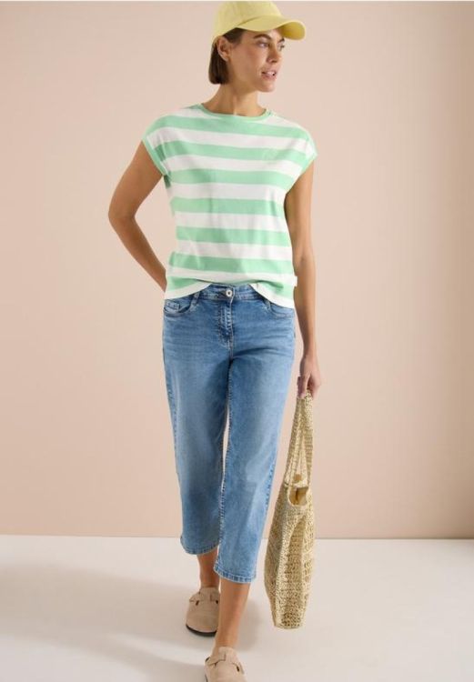Cecil NOS striped be kind FP shirt (05.325297/juicy lime) - WeekendMode