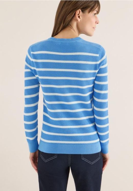 Cecil NOS Structure Stripe  Roundneck (01.303575/fountain blue) - WeekendMode