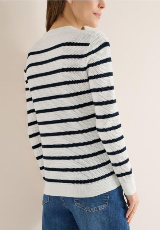 Cecil NOS Structure Stripe  Roundneck (01.303575/universal blue) - WeekendMode