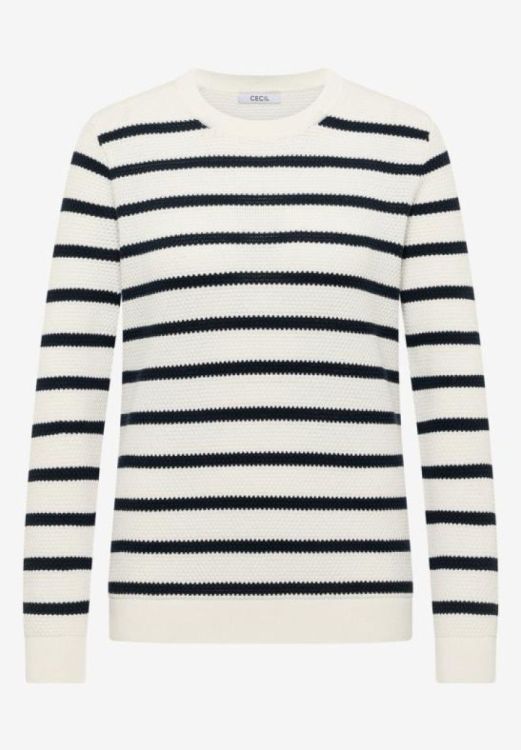 Cecil NOS Structure Stripe  Roundneck (01.303575/universal blue) - WeekendMode