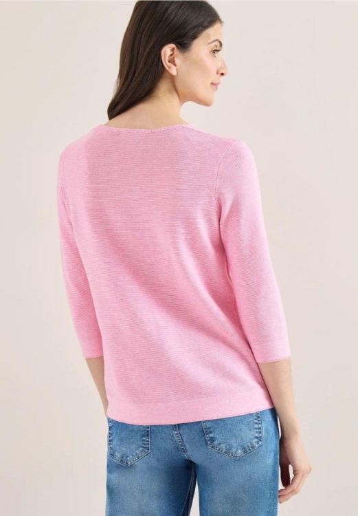 Cecil NOS Structured V-neck (03.303711/flamingo rose) - WeekendMode